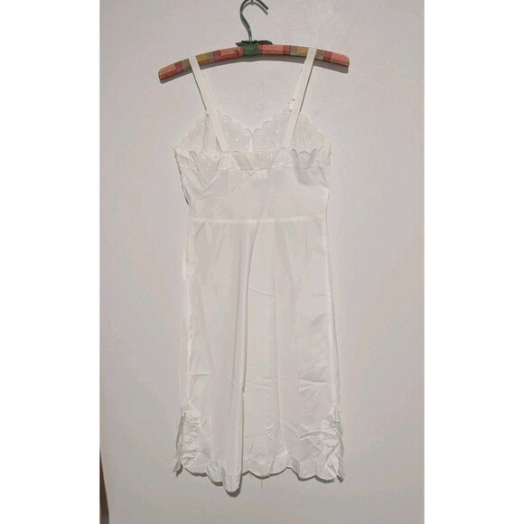 Vintage 60s Candie Barbizon Full Slip Dress Tafredda Ivory Side Zipper 9 / S B33 - Picture 4 of 7
